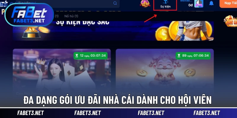 Đa dạng gói ưu đãi nhà cái dành cho hội viên 