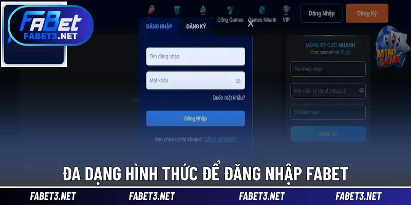 Đa dạng hình thức để đăng nhập FABET