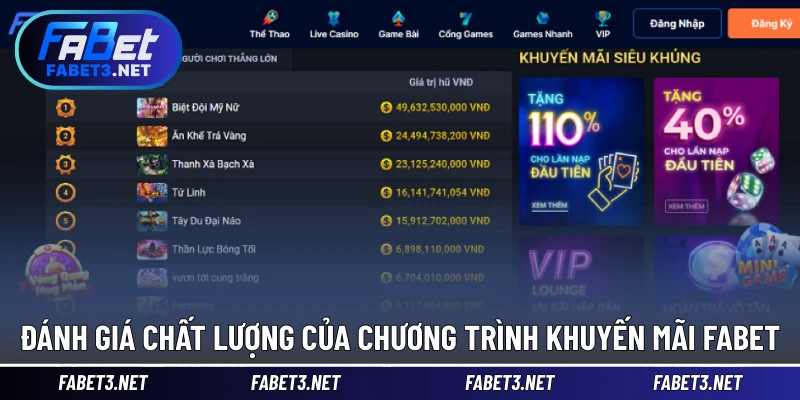 Đánh giá chất lượng của chương trình Khuyến mãi FABET
