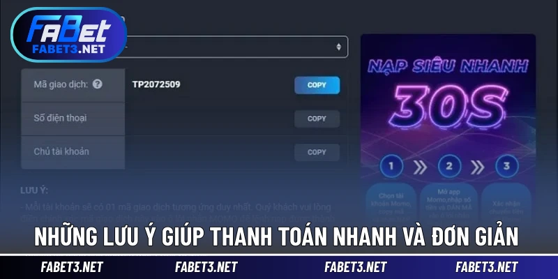 Những lưu ý giúp thanh toán nhanh và đơn giản 